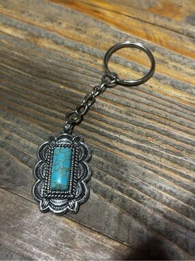 Turquoise Silver tone Keychain - Home Accents